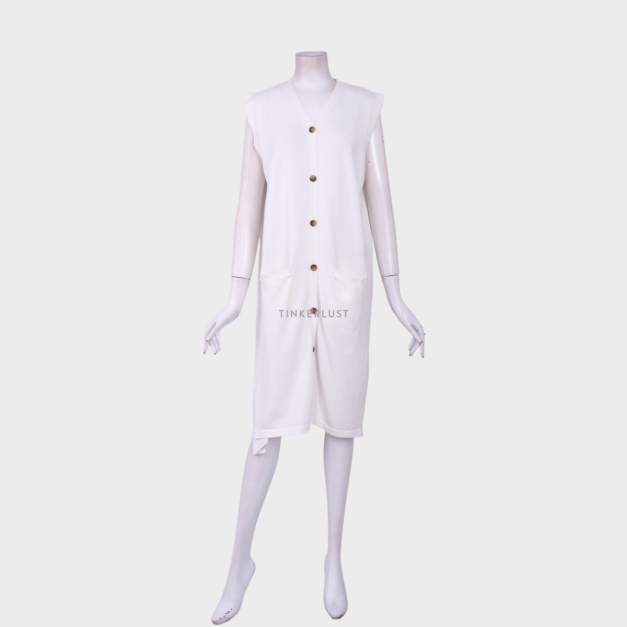 This is April White Knit Midi Dress