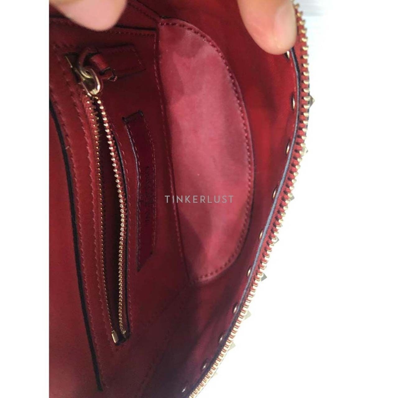 Valentino Spike Rockstud Lambskin Red Belt Sling Bag