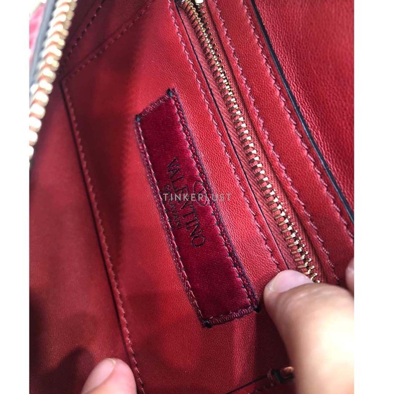 Valentino Spike Rockstud Lambskin Red Belt Sling Bag