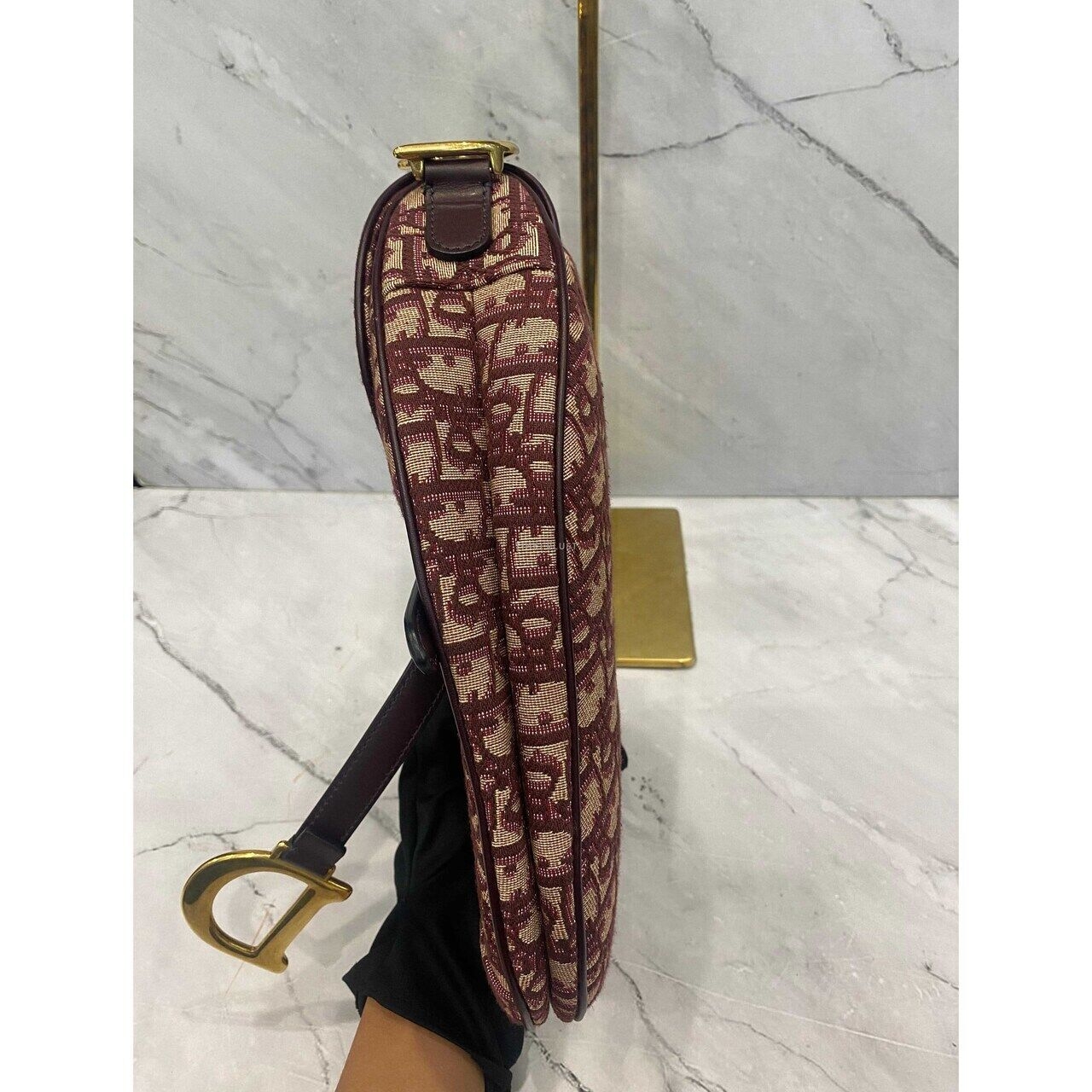 Dior Saddle Medium Oblique Maroon GHW 2018 Shoulder Bag