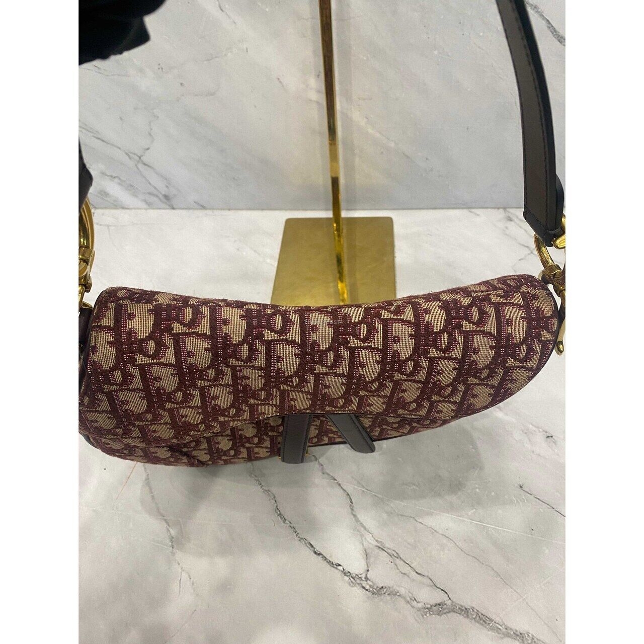 Dior Saddle Medium Oblique Maroon GHW 2018 Shoulder Bag