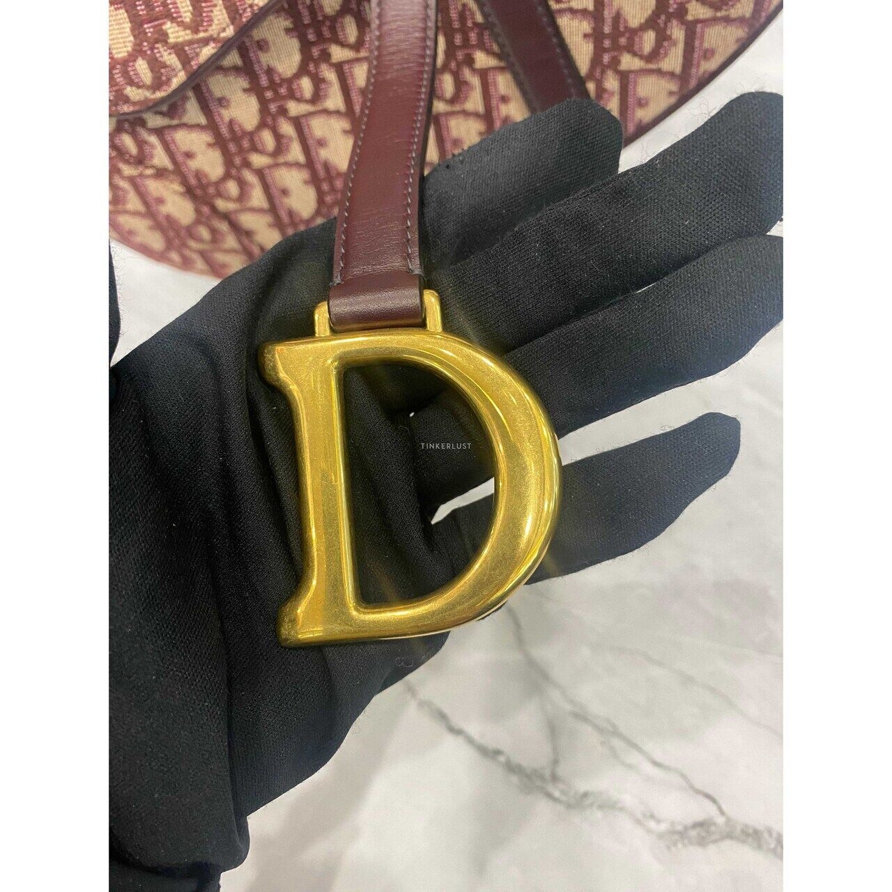 Dior Saddle Medium Oblique Maroon GHW 2018 Shoulder Bag