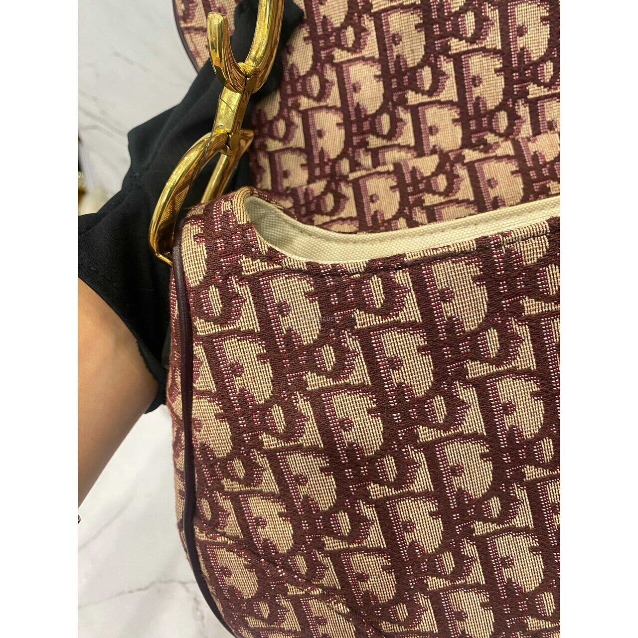 Dior Saddle Medium Oblique Maroon GHW 2018 Shoulder Bag