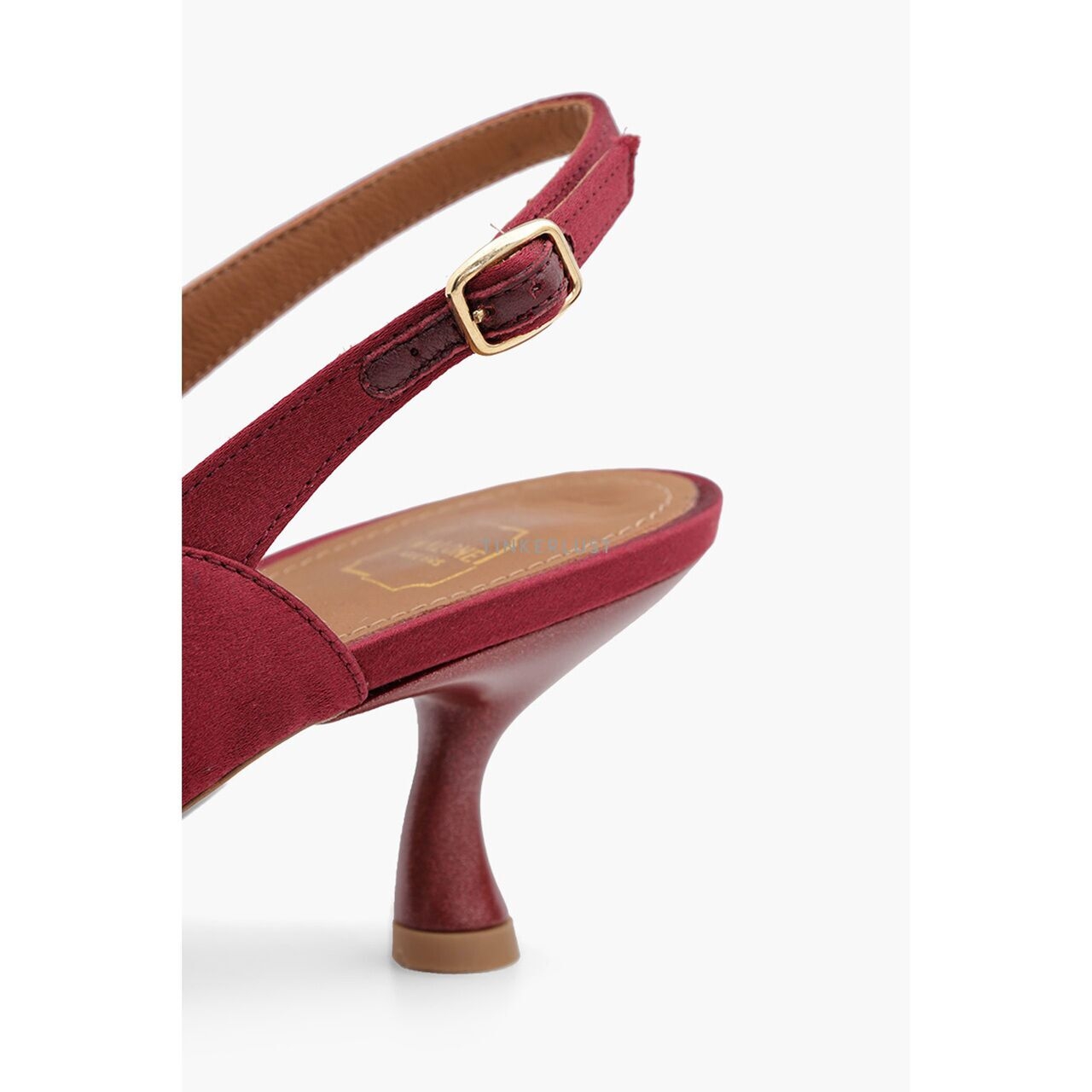 Malone Souliers Thea Slingback Pumps 45mm Satin in Wine/Wine Heels