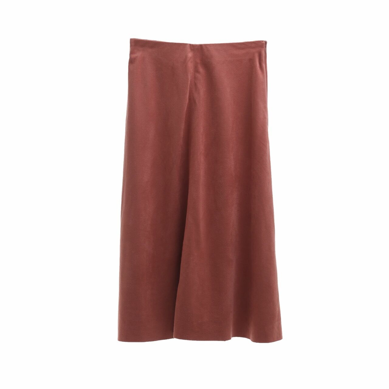 Zara Salmon Suede Midi Skirt