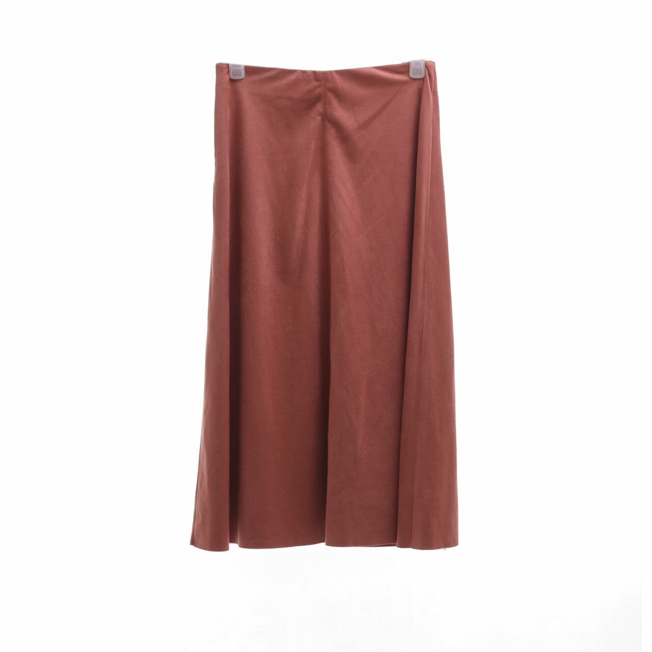 Zara Salmon Suede Midi Skirt