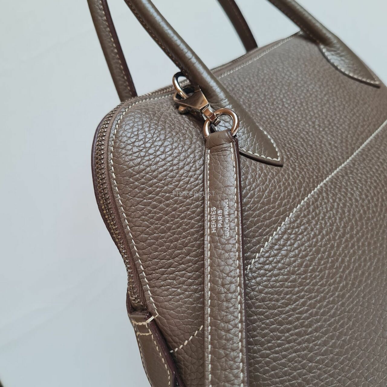 Hermes Bolide 31 Etoupe Clemence PHW #T Satchel