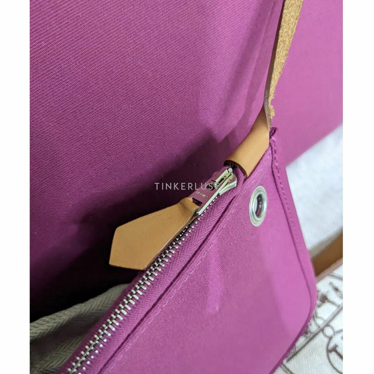 Hermes Fuchisia Canvas Shoulder Bag