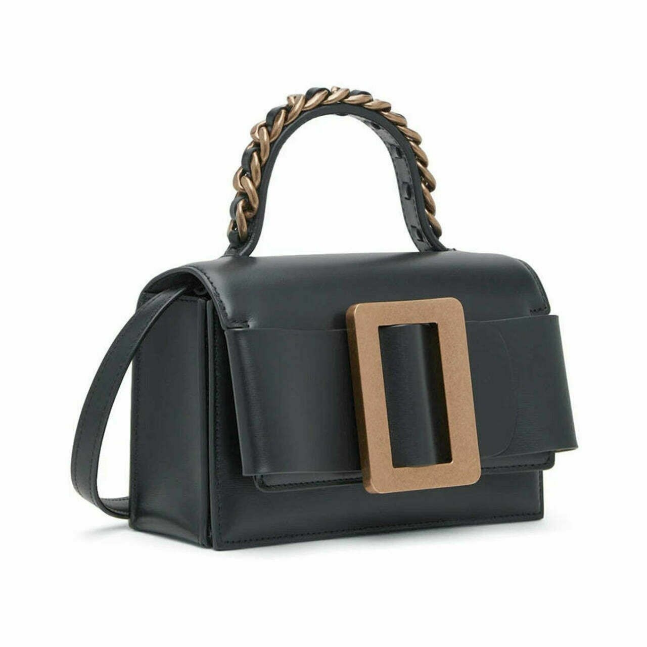 Boyy Fred 19 Gold Buckle Leather Bag Obsidian