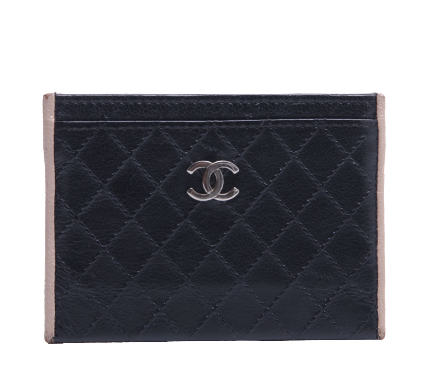 Chanel Black Card Holder Trim SHW#12 Wallet