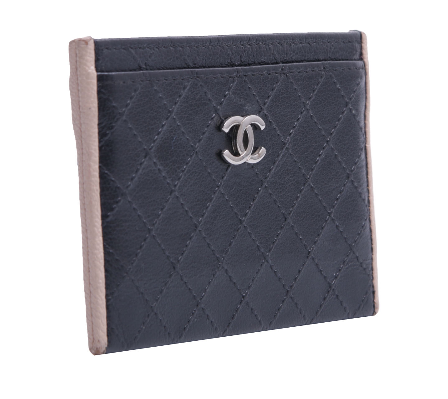 Chanel Black Card Holder Trim SHW#12 Wallet