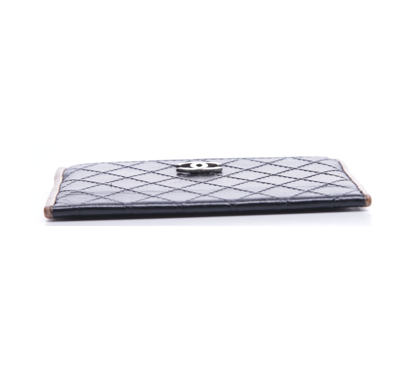 Chanel Black Card Holder Trim SHW#12 Wallet