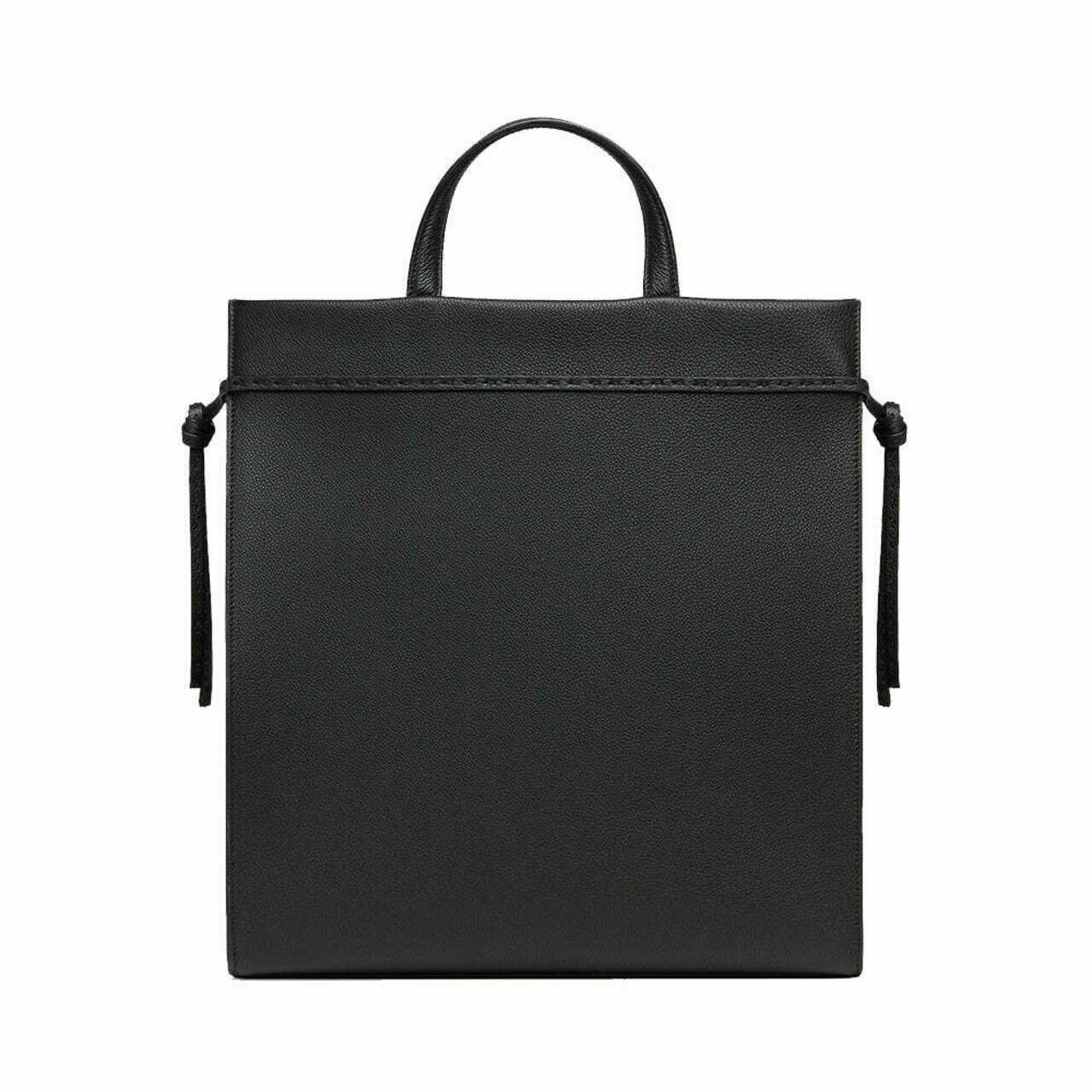 Fendi Medium Go To Shopper Bag Logo Embossed Black