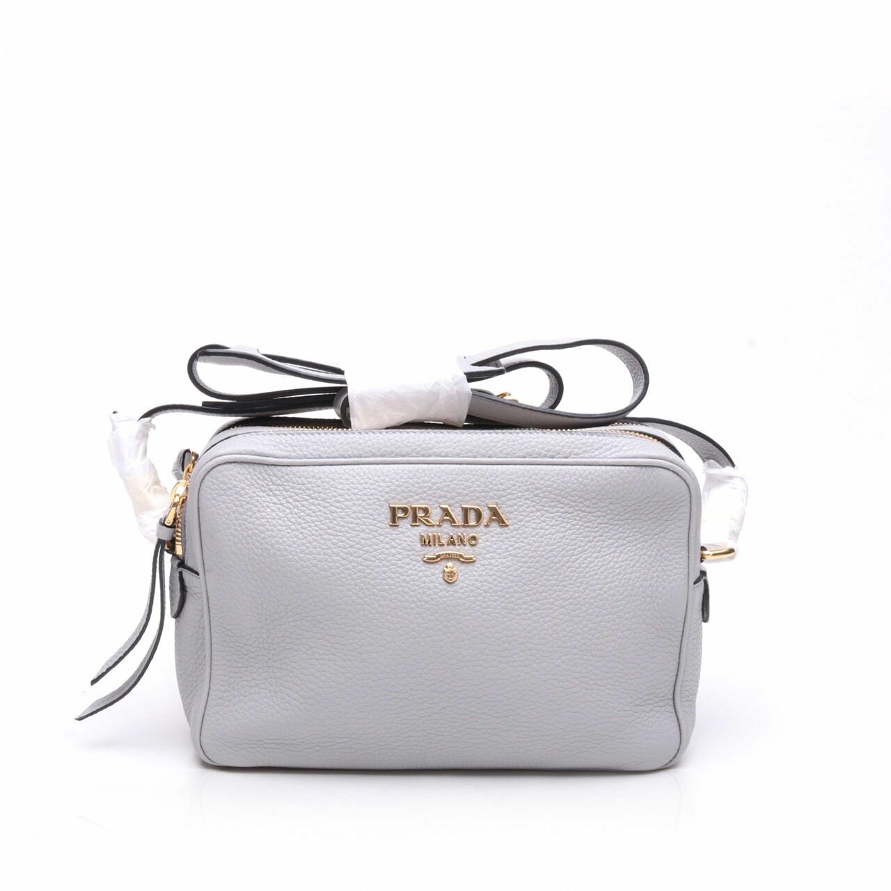 Prada Vitello Camera Bag Double Zip Grey 1BH079 Sling Bag