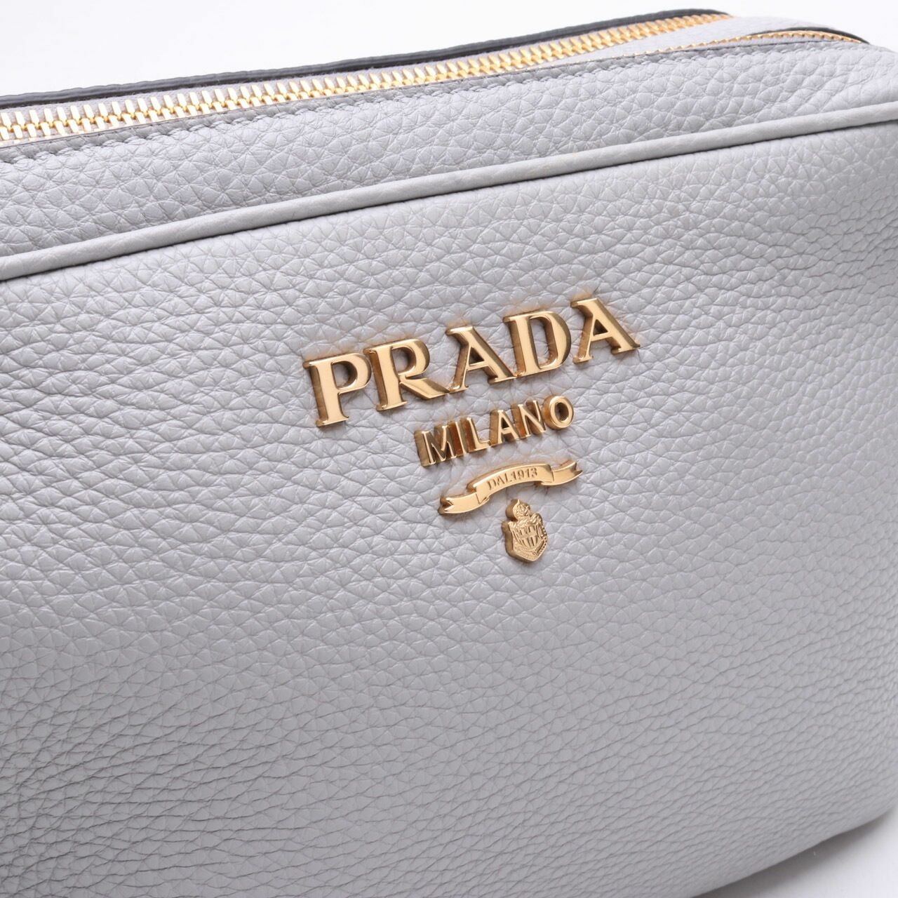 Prada Vitello Camera Bag Double Zip Grey 1BH079 Sling Bag