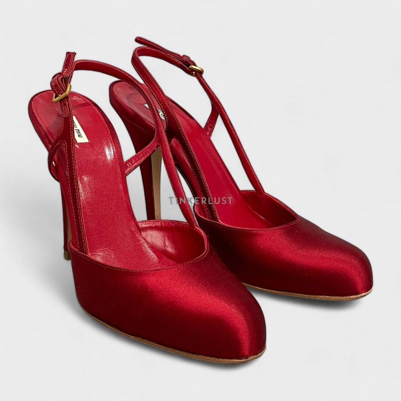 Miu Miu Satin Red Slingback Heels