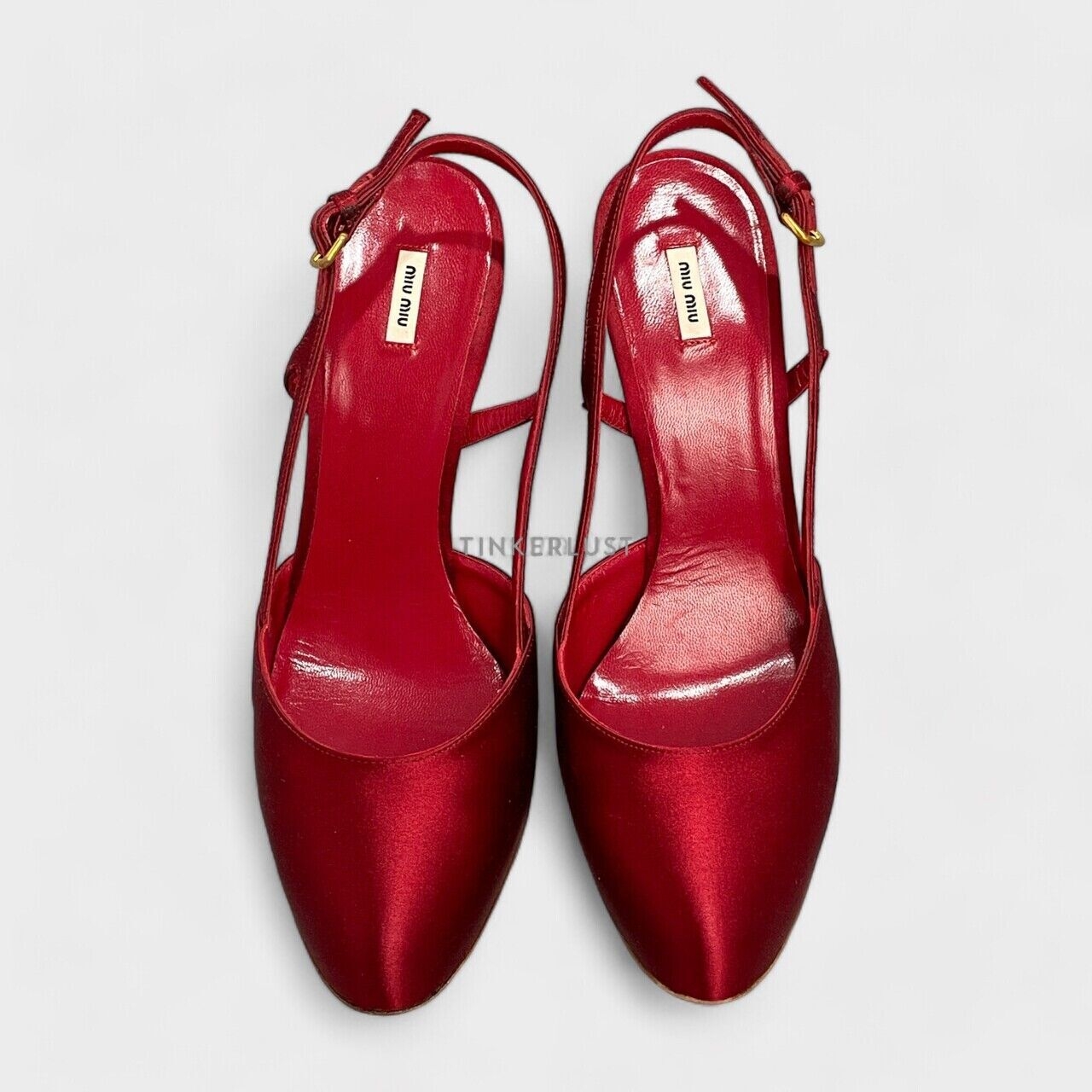 Miu Miu Satin Red Slingback Heels