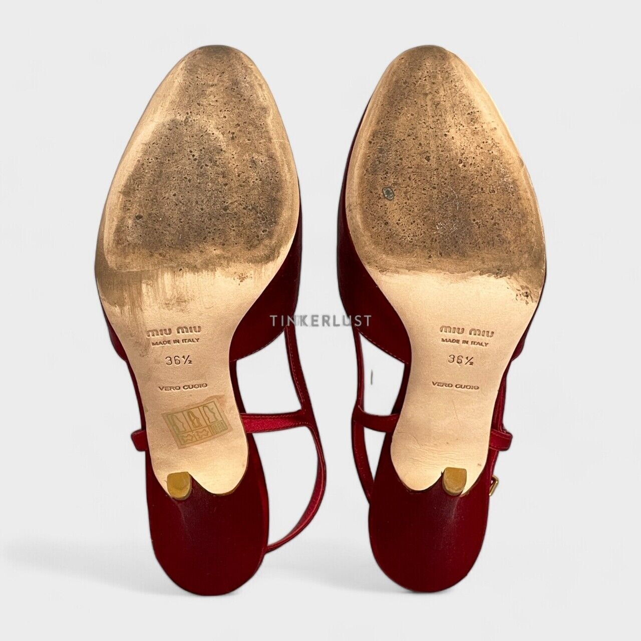 Miu Miu Satin Red Slingback Heels