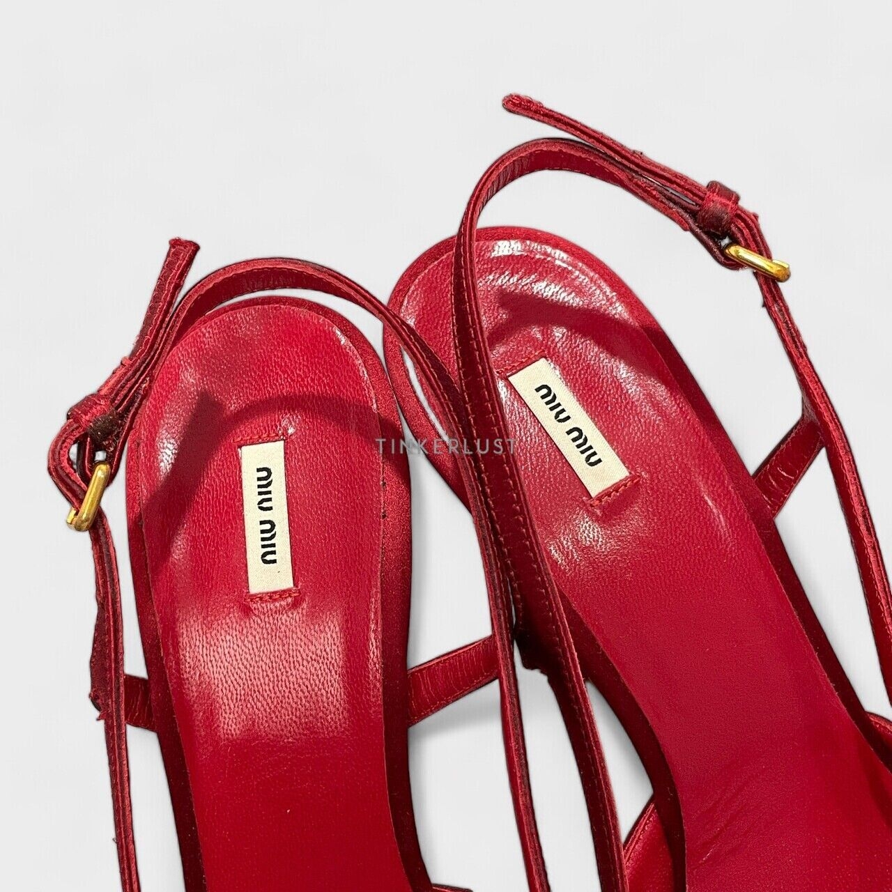 Miu Miu Satin Red Slingback Heels