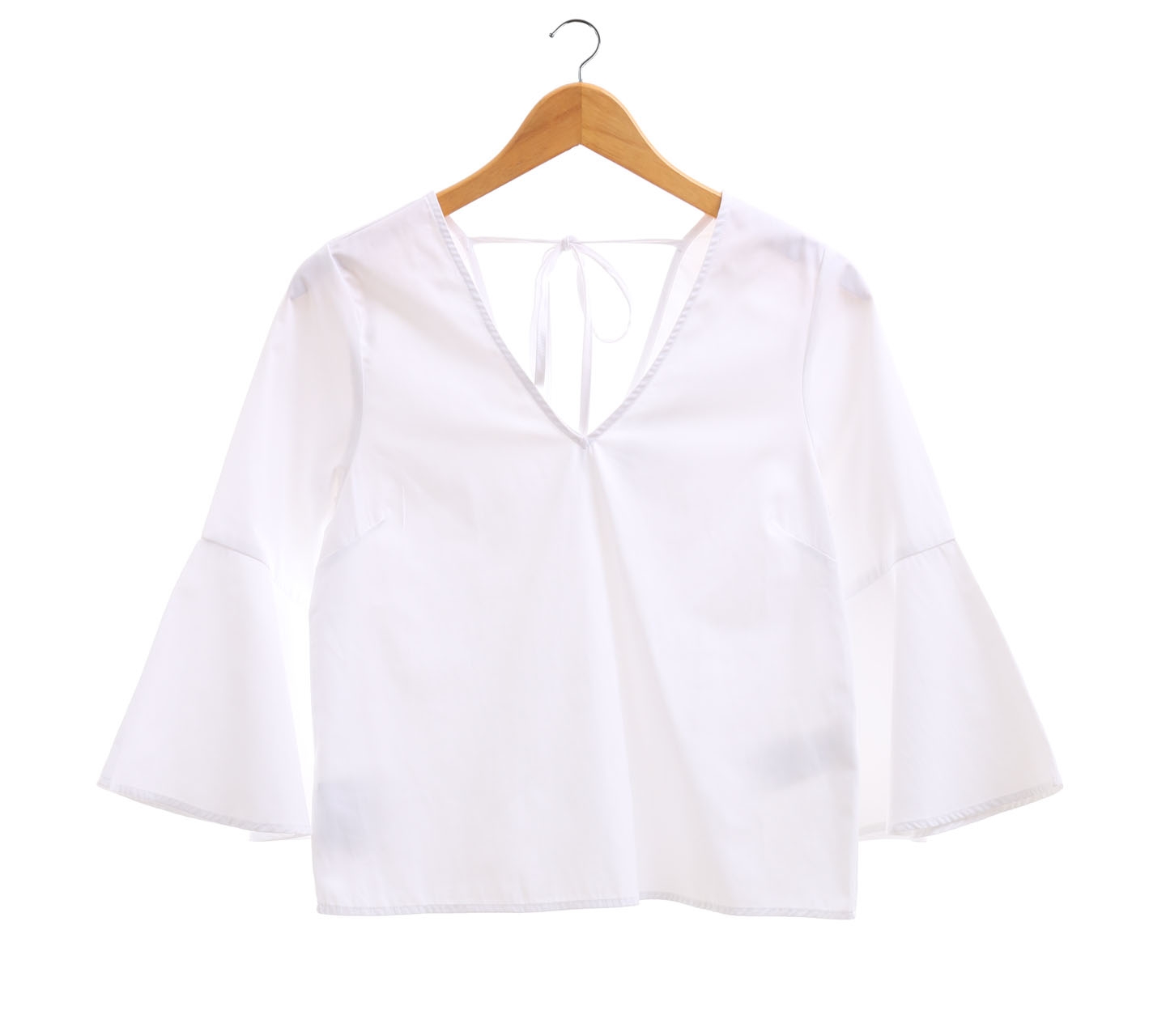 Zalora White Bell Sleeve Blouse