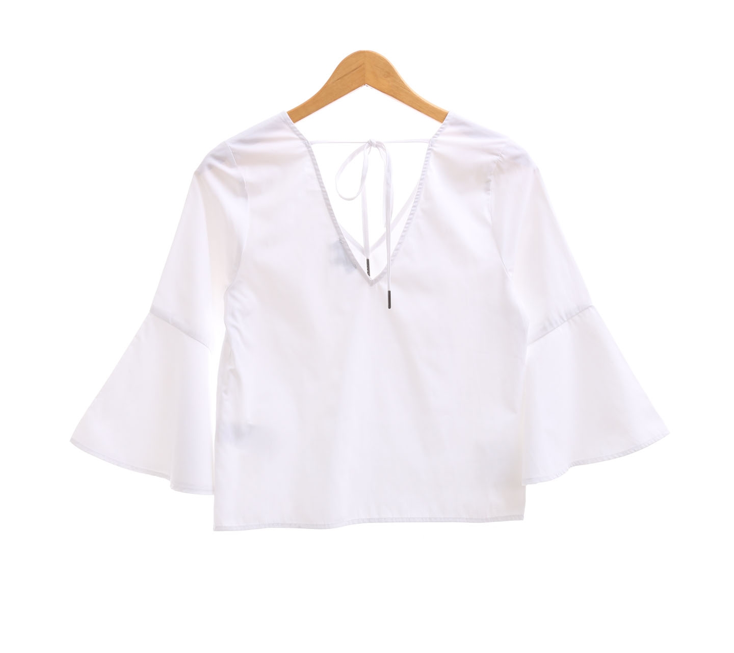 Zalora White Bell Sleeve Blouse