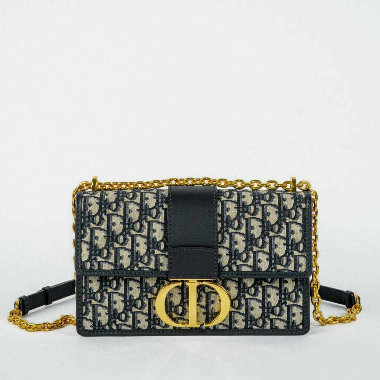 Christian Dior 30 Montaigne Chain Bag Oblique Jacquard Blue