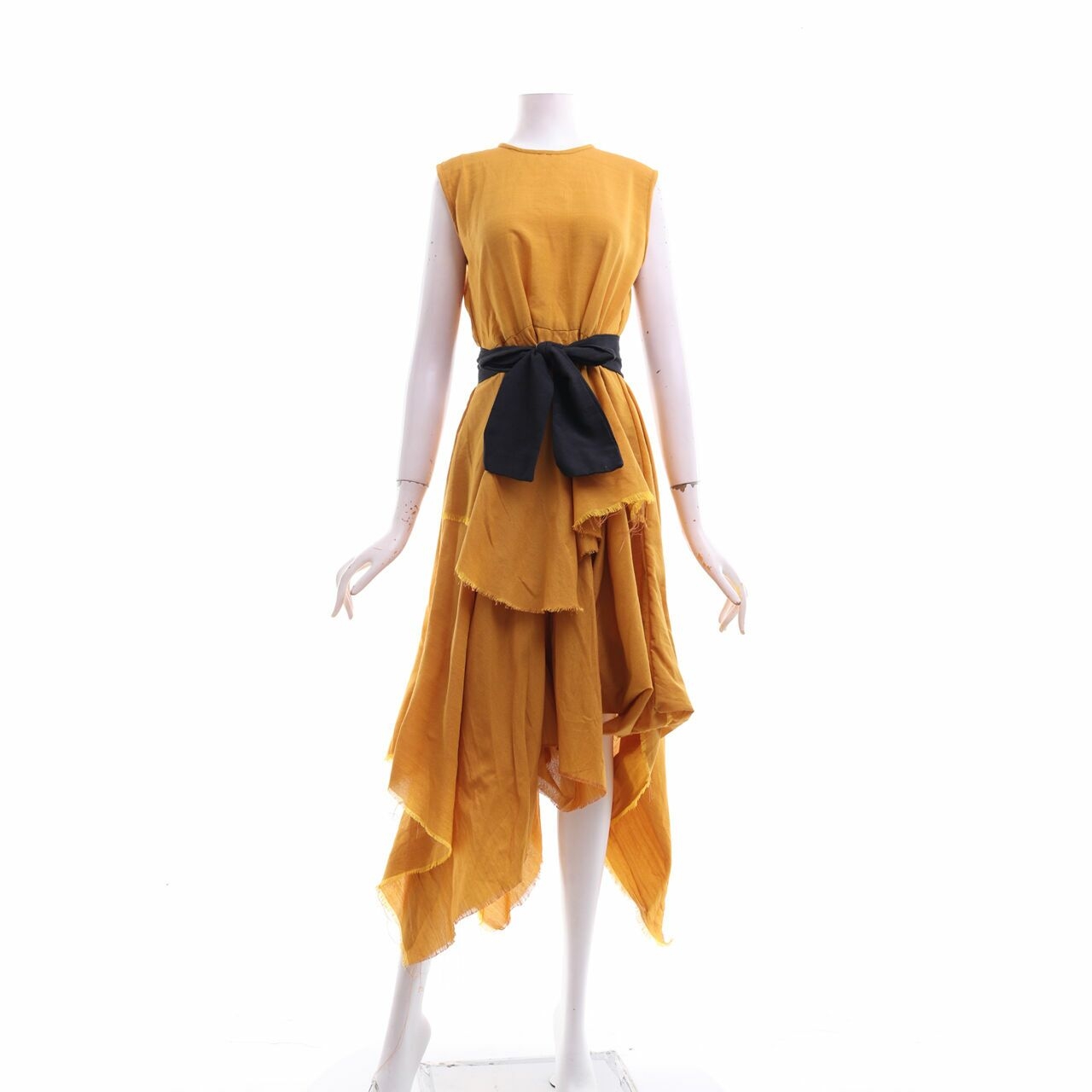 Oemah Etnik Mustard & Black Midi Dress