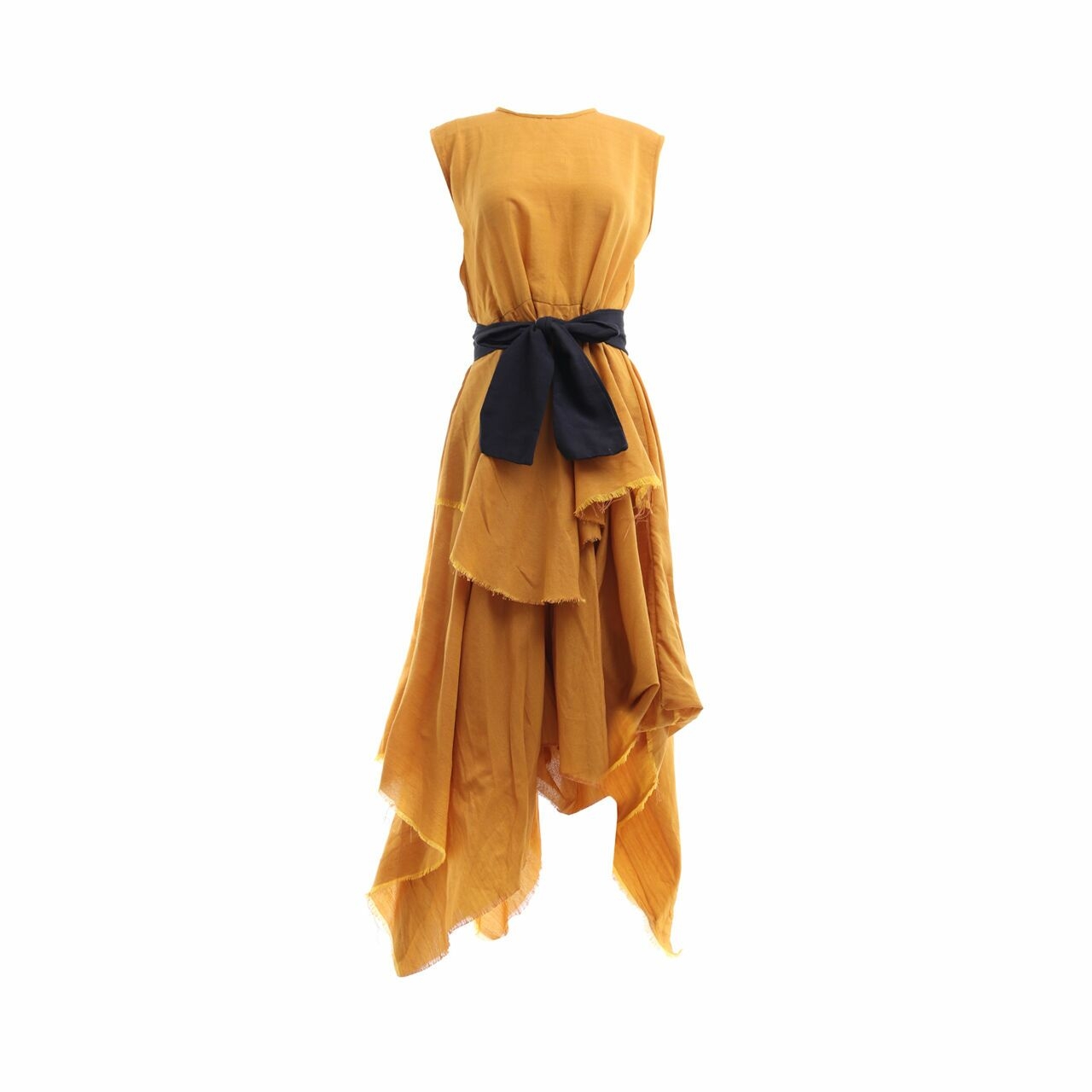 Oemah Etnik Mustard & Black Midi Dress