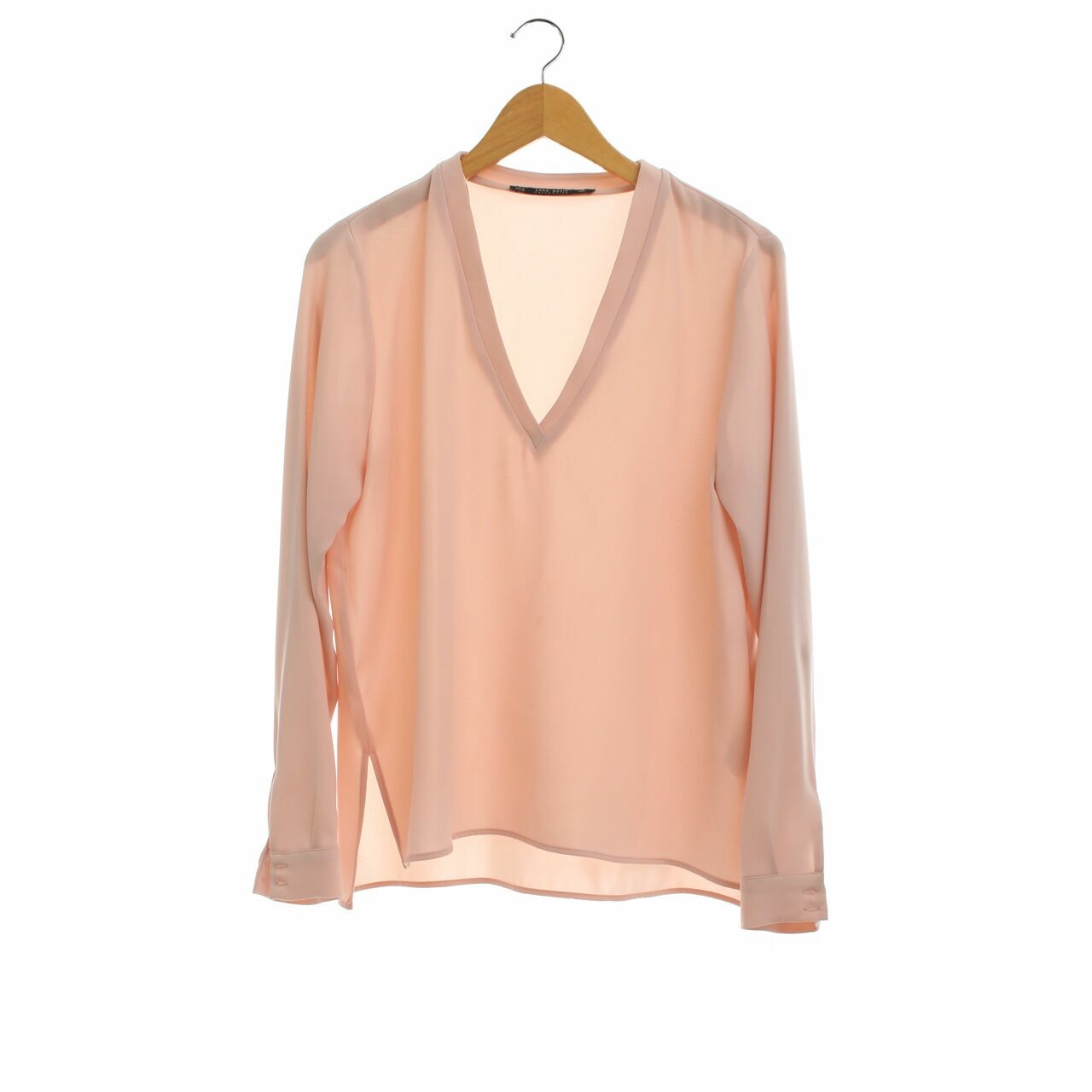 Zara Peach Long Sleeve Blouse