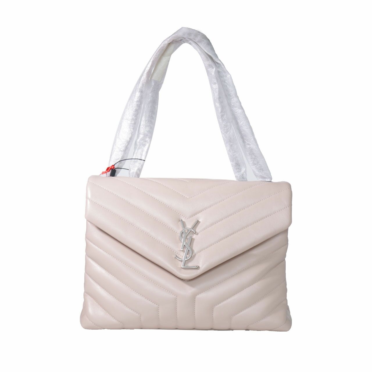 Yves Saint Laurent Loulou Large in “Y” Matelassé Leather in Nude Shoulder Bag