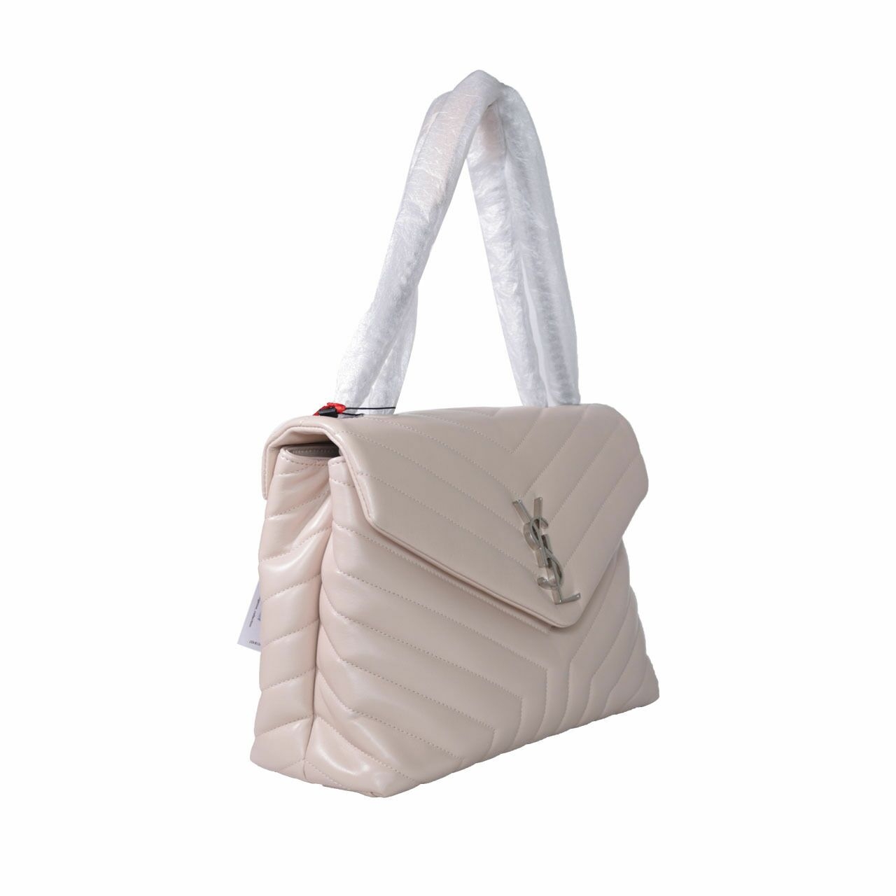 Yves Saint Laurent Loulou Large in “Y” Matelassé Leather in Nude Shoulder Bag