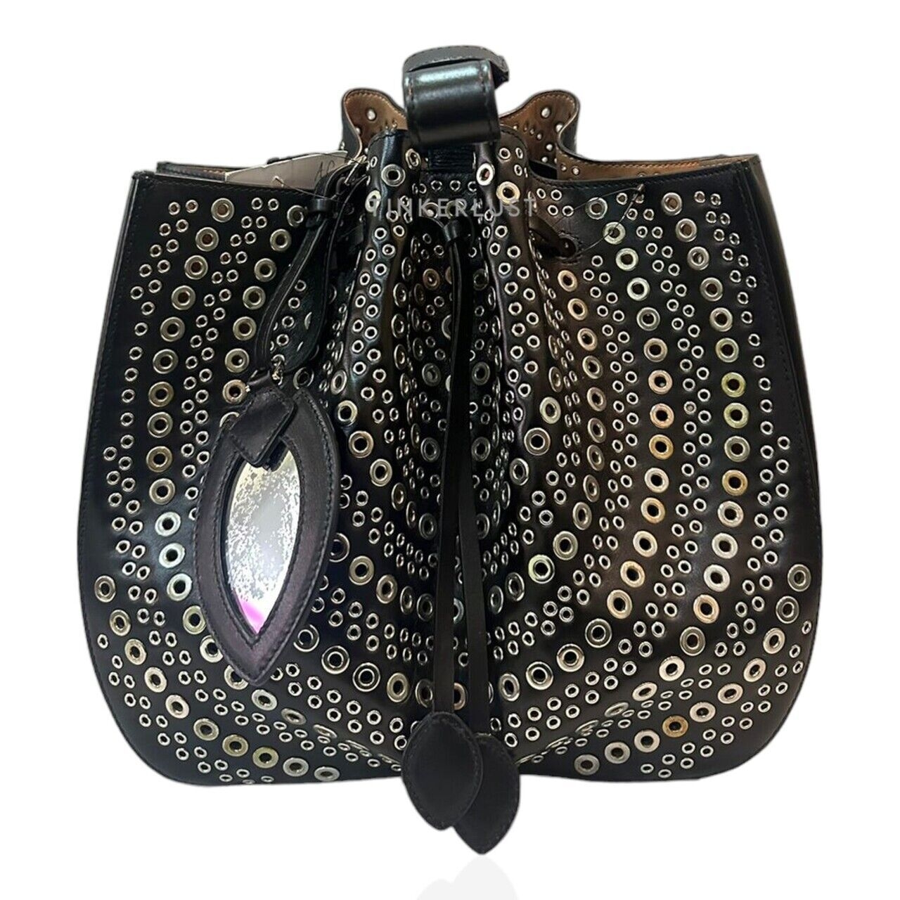 Alaila Eyelet Rose Marie Black Handbag