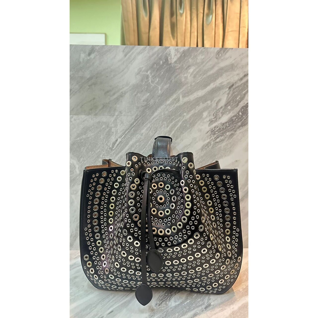 Alaila Eyelet Rose Marie Black Handbag