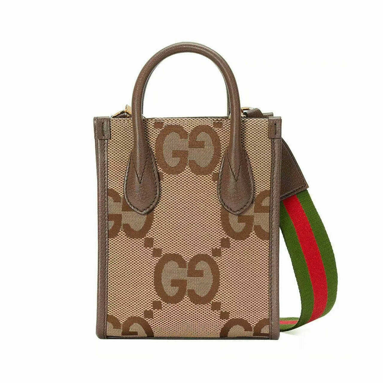 Jumbo GG mini Tote Bag Camel Ebony Brown