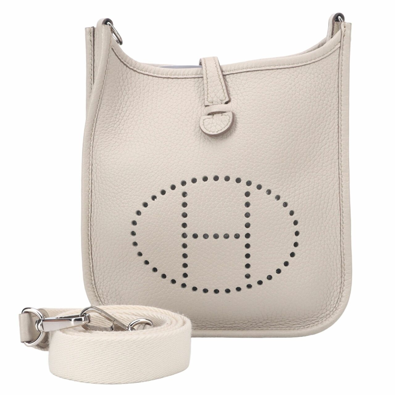 Hermes Evelyne 16 Amazone Clemence Sangle Wool Beton Blanc #C Sling Bag