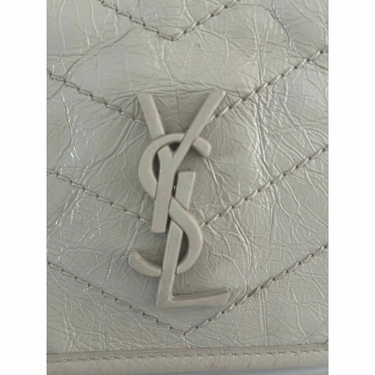 Saint Laurent Niki Mini Ivory Crinkled Calfskin Sling Bag