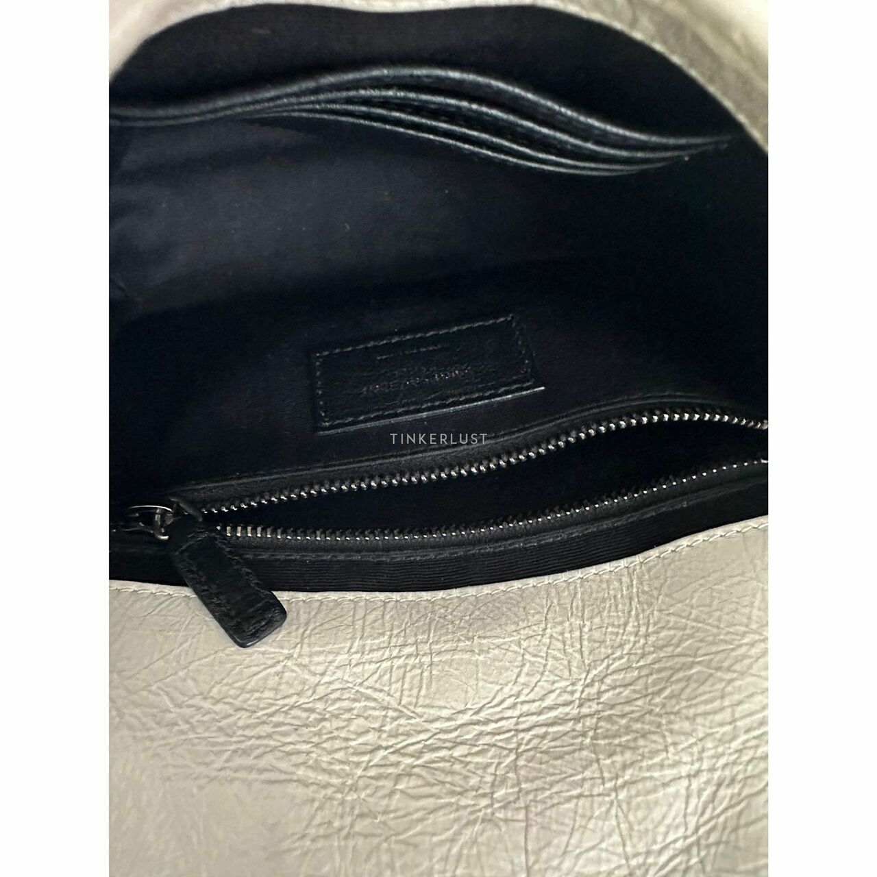 Saint Laurent Niki Mini Ivory Crinkled Calfskin Sling Bag