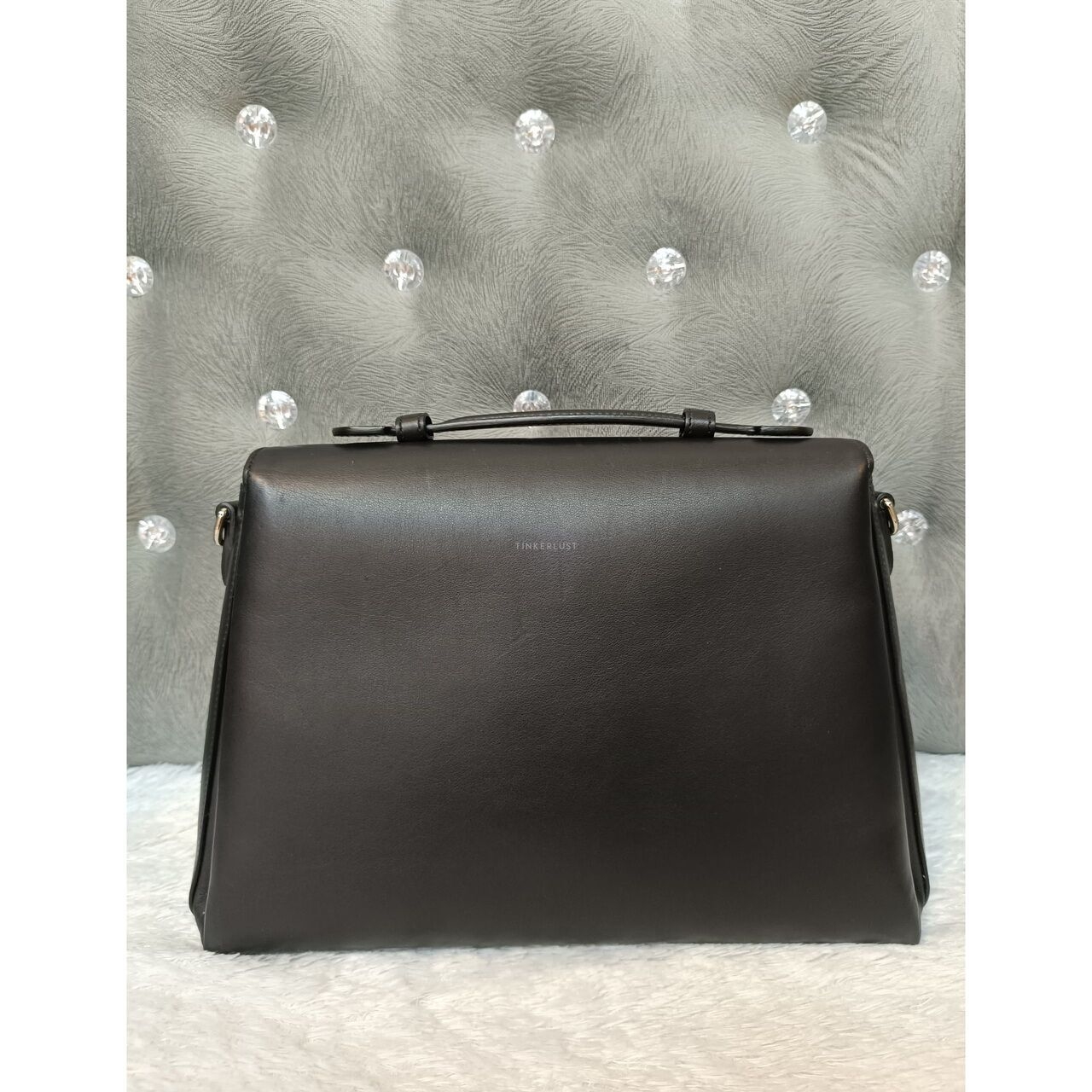 Gucci Interlocking Top Handle Large Black Satchel Bag