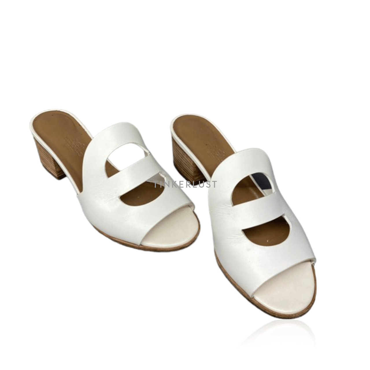 Hermes Mona White Leather Slides