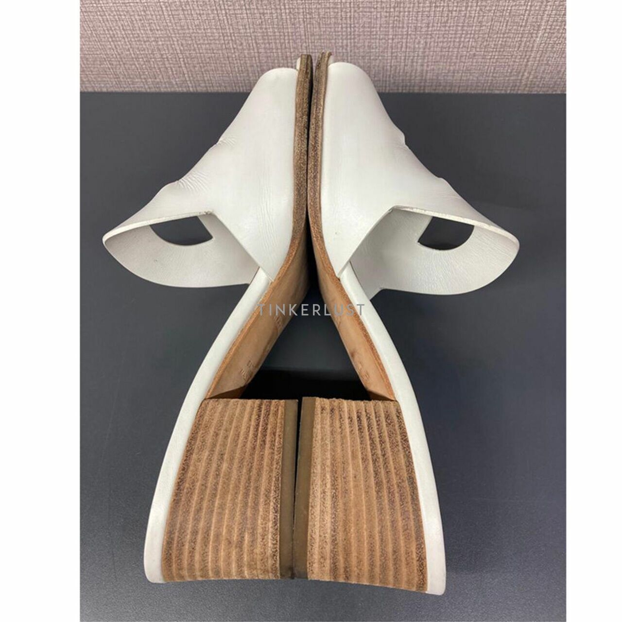 Hermes Mona White Leather Slides