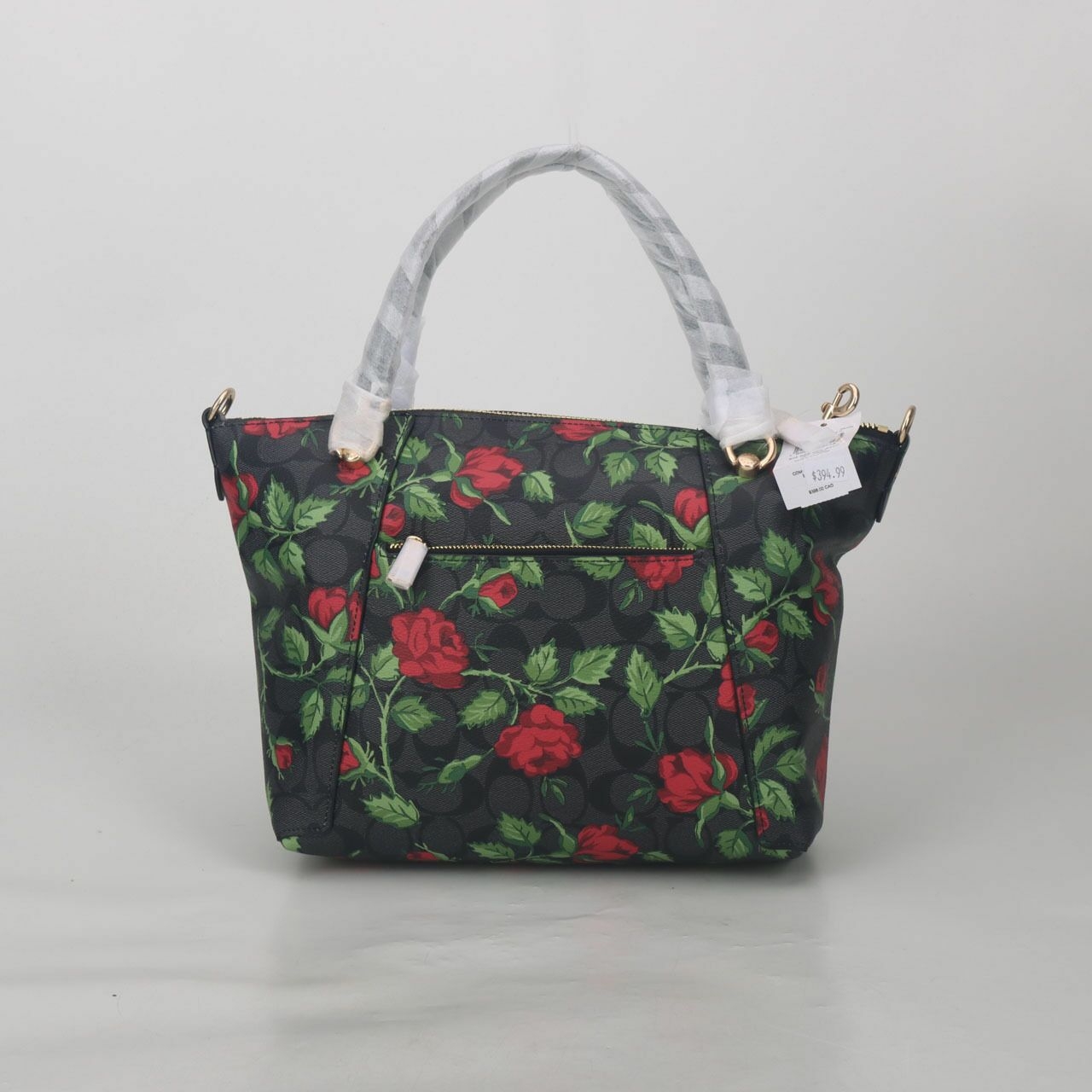 Coach CC881 Kacey Satchel Signature Canvas Fairytale Rose Print Graphite Red Multi