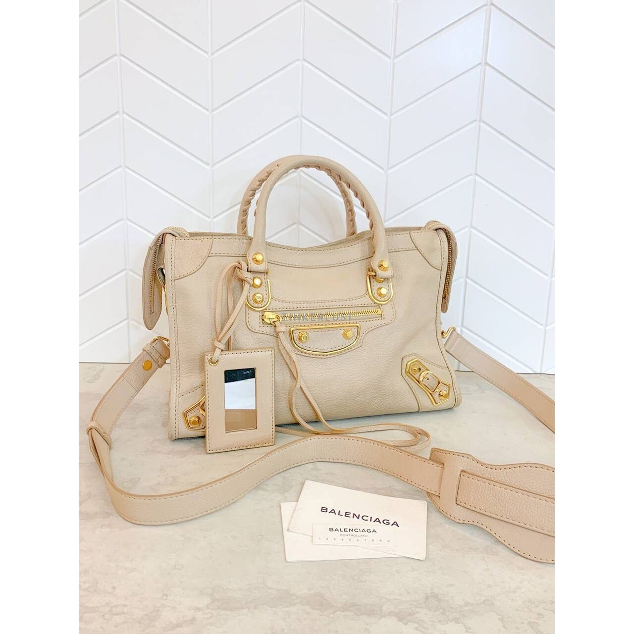 Balenciaga Small City Edge Beige GHW 2018 Satchel Bag