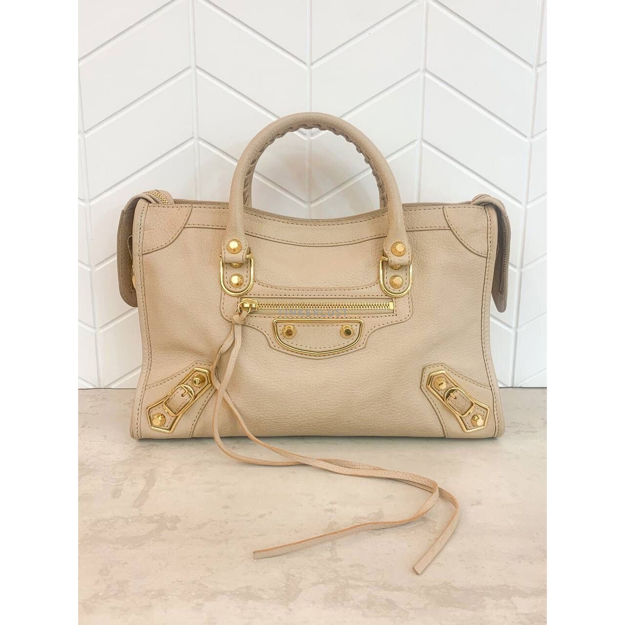 Balenciaga Small City Edge Beige GHW 2018 Satchel Bag