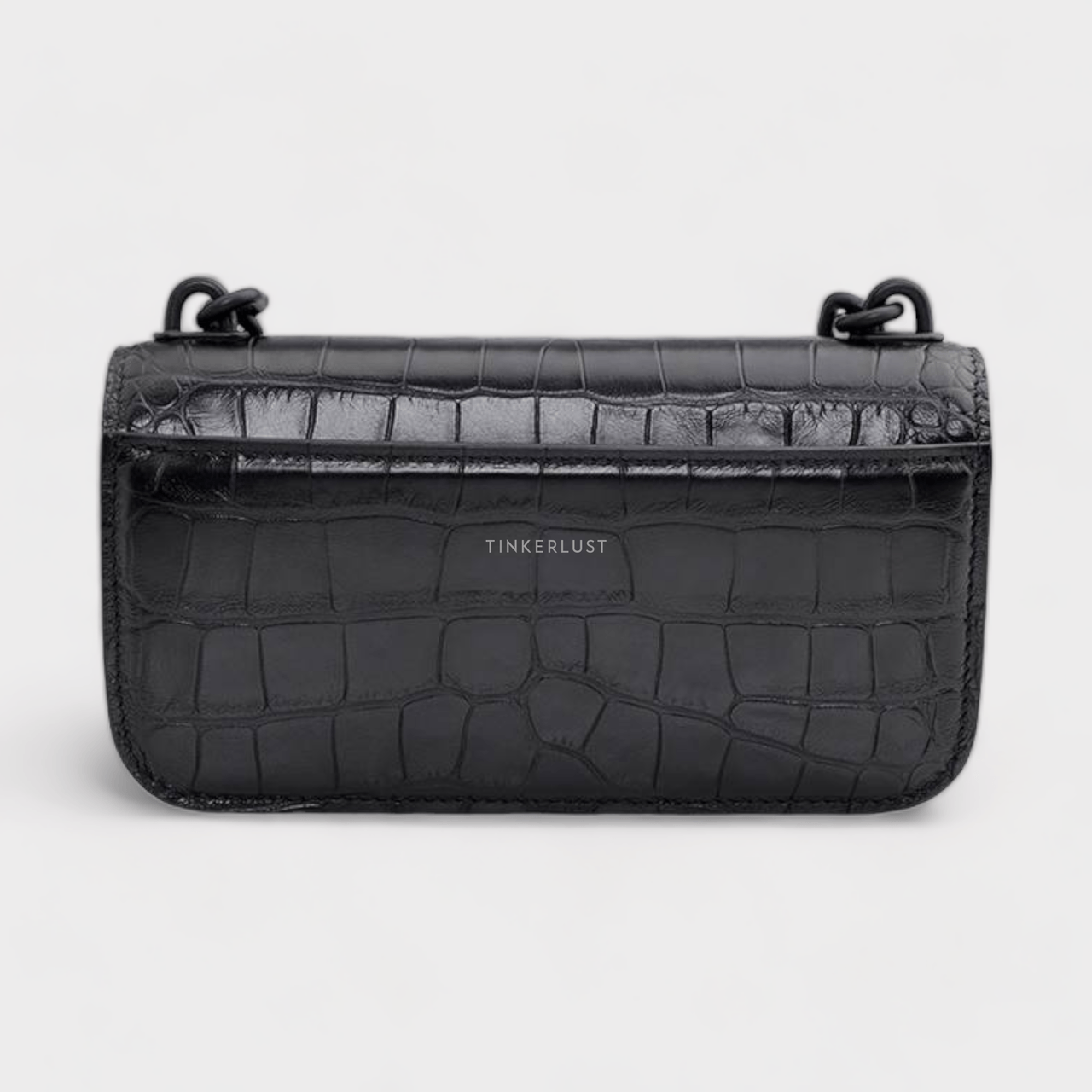 Balenciaga XS Gossip Crocodile Printed in Black Leather Sling Bag