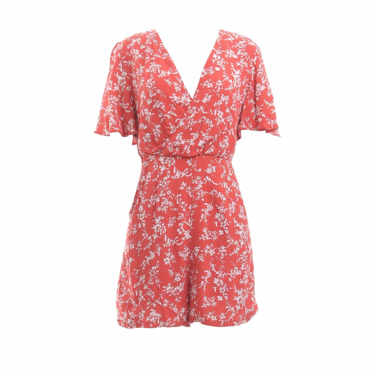 Pomelo. Red Floral Wrap Jumpsuit