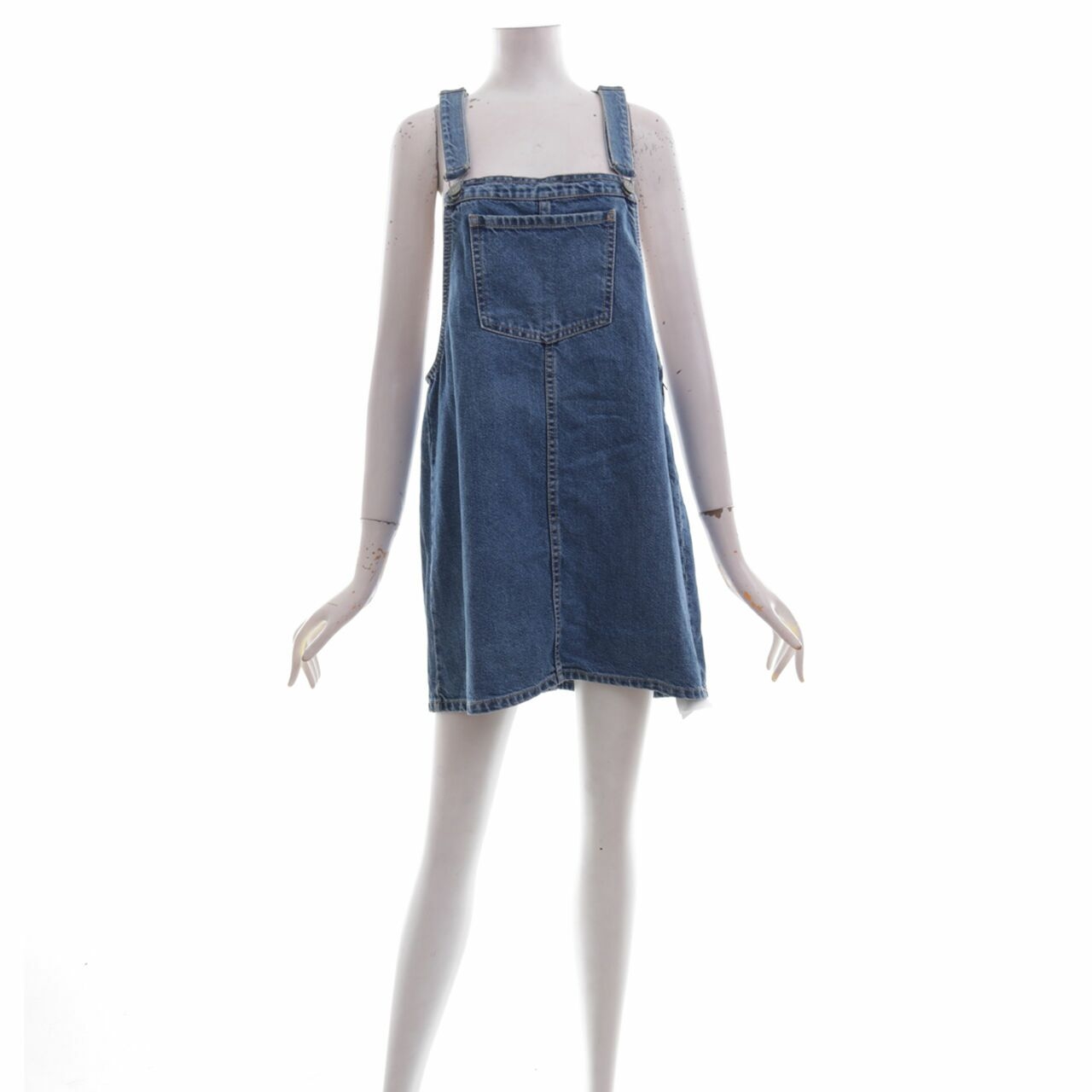 Bershka Blue Overall Denim Mini Dress