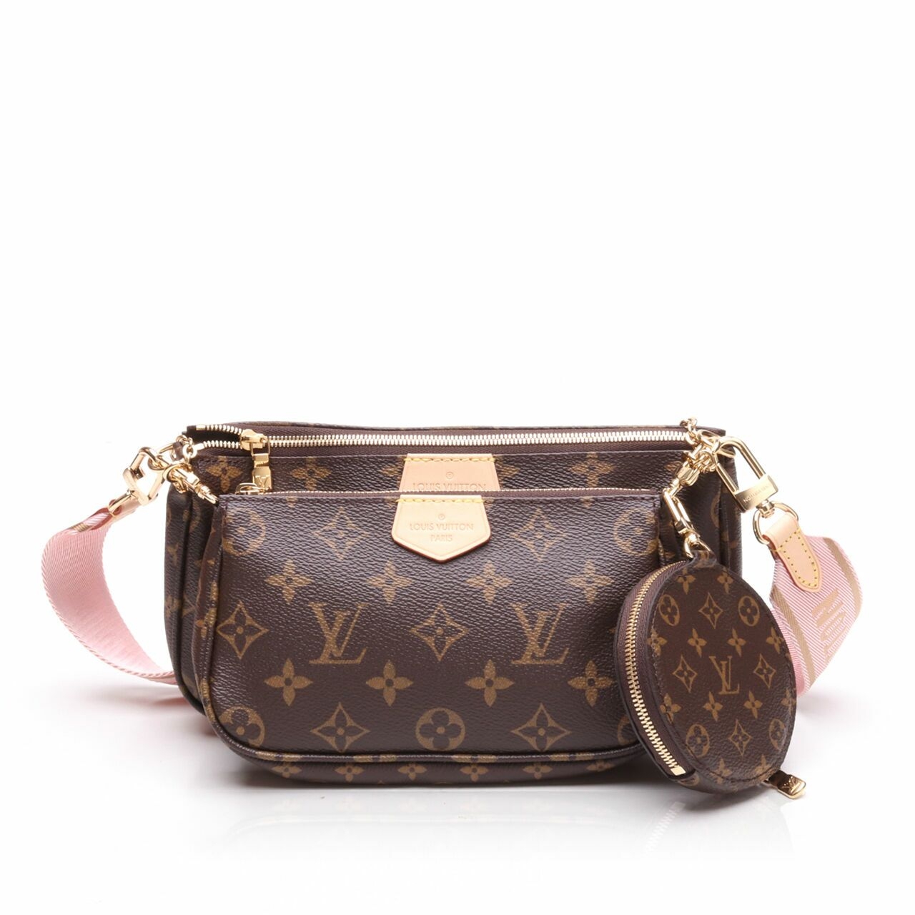 Louis Vuitton Multi Pochette Accessoires Pink Strap Sling Bag