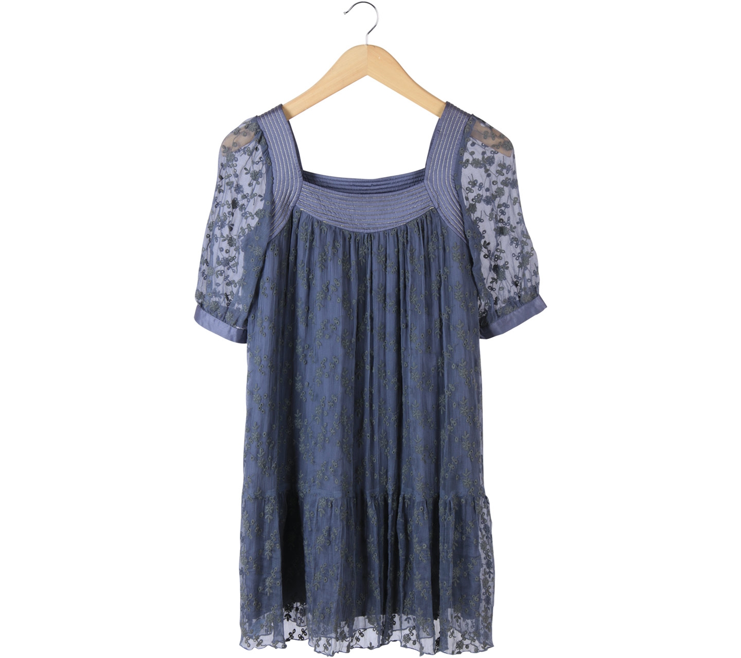 Anna Sui Grey Embroidery Mini Dress