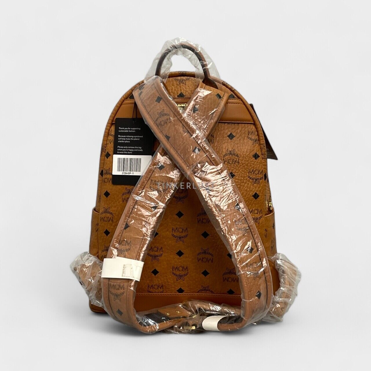 MCM x BAPE Shark Stark Visetos Cognac Leather Brown Backpack	