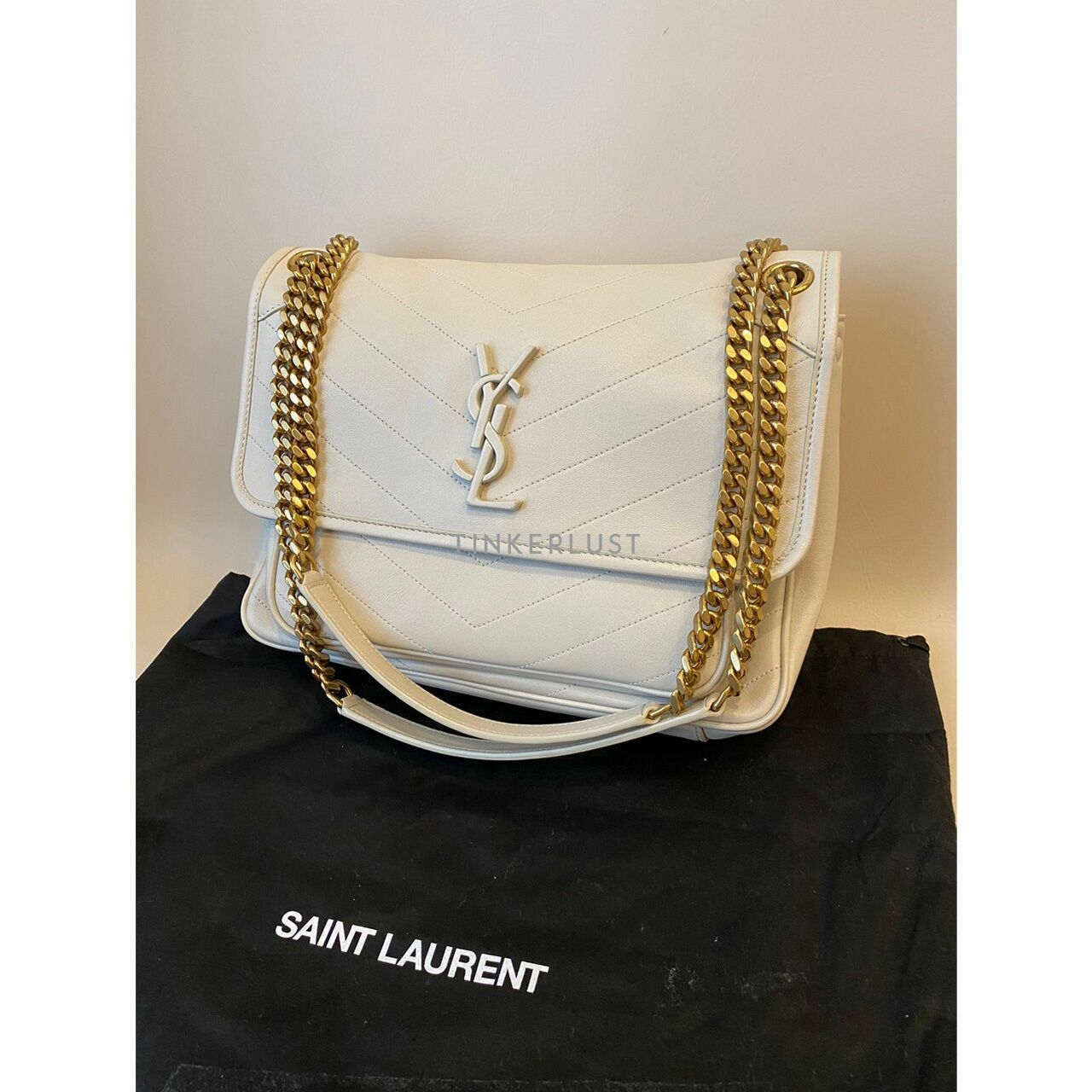 Saint Laurent Niki Medium Leather White GHW 2019 Shoulder Bag